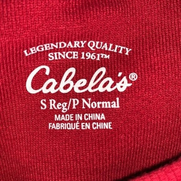 Cabelas Red Crewneck Sweatshirt S Reg/P Normal Cotton/Poly Blend - Picture 3 of 8